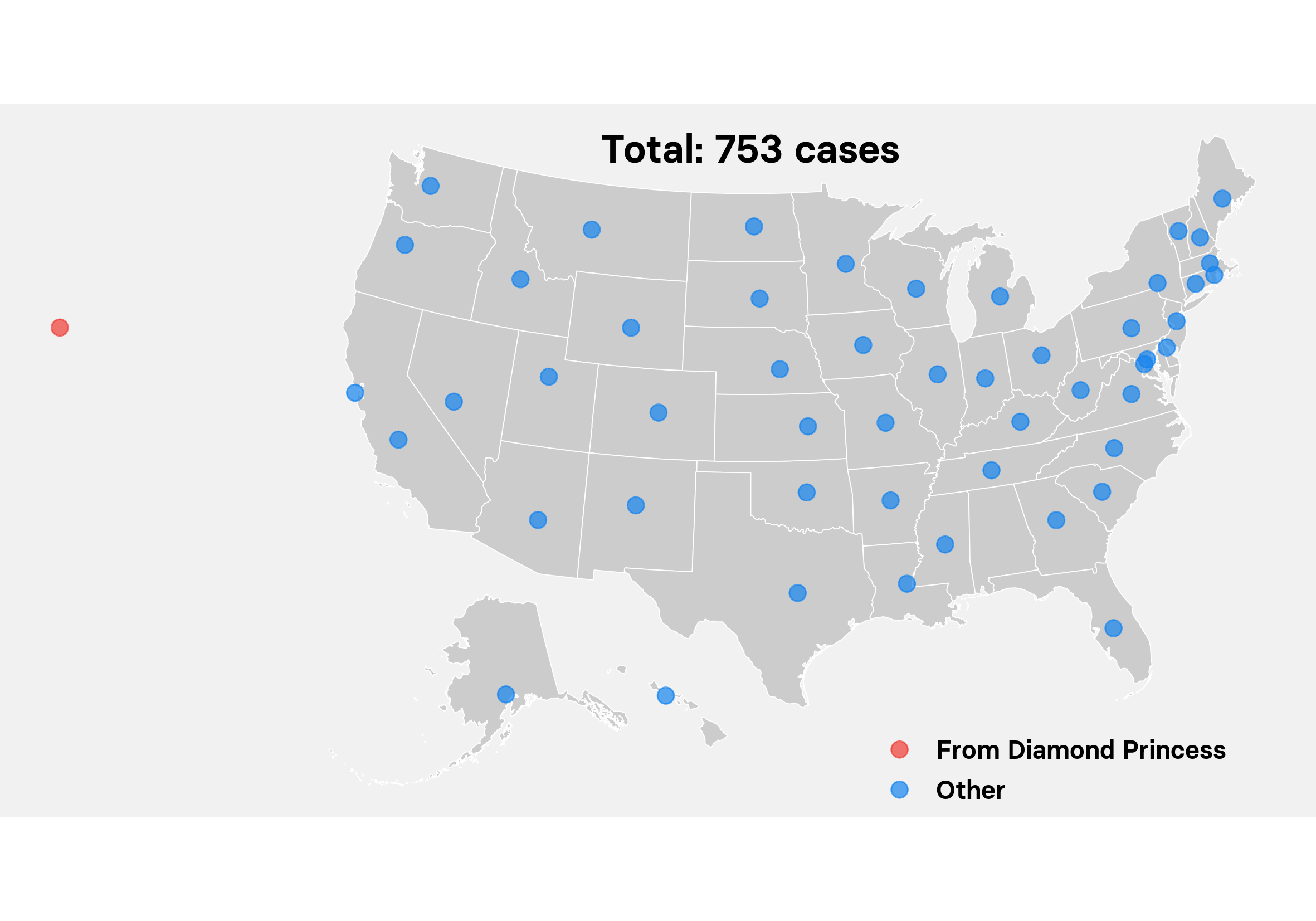 US cases map