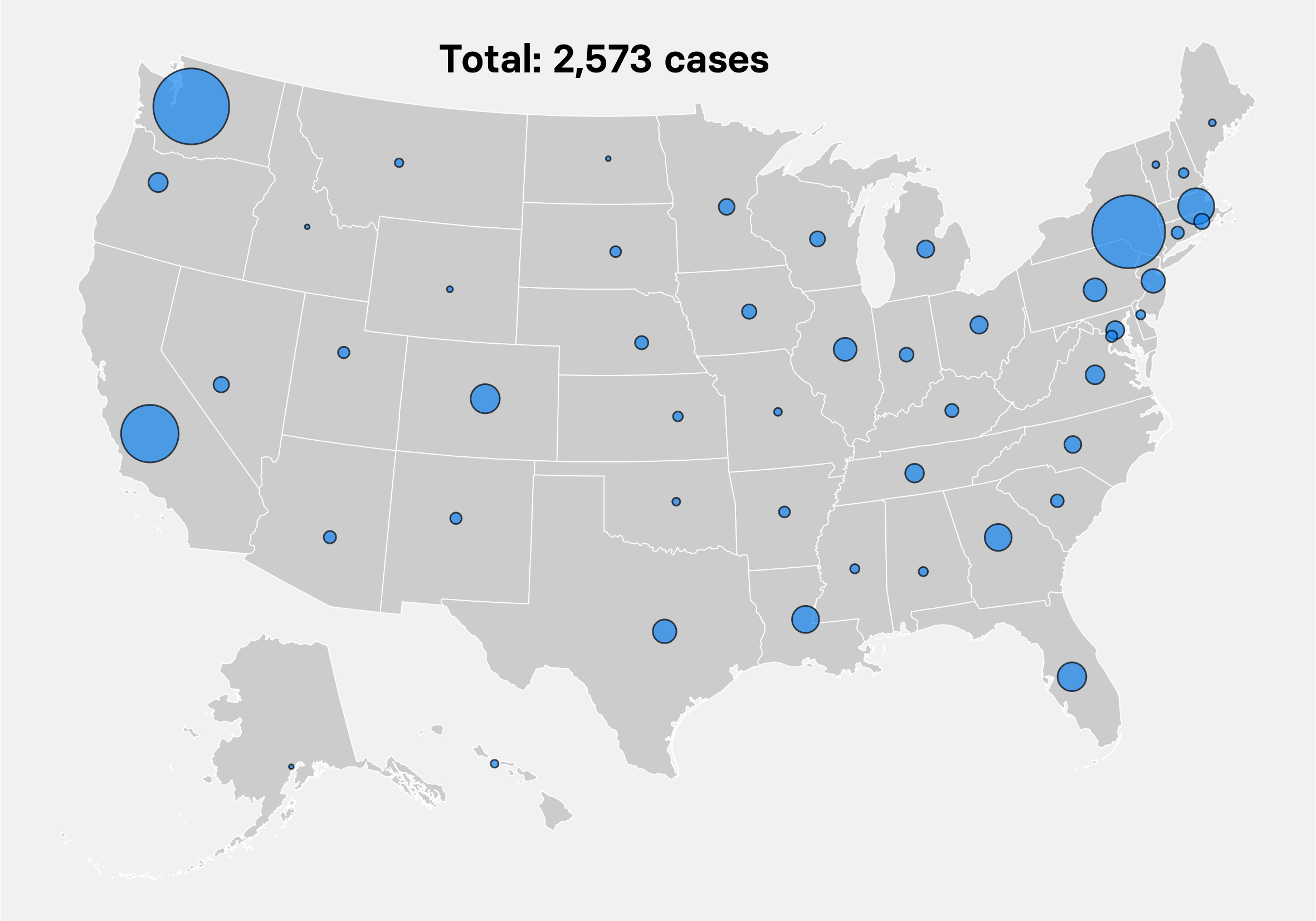 US cases map