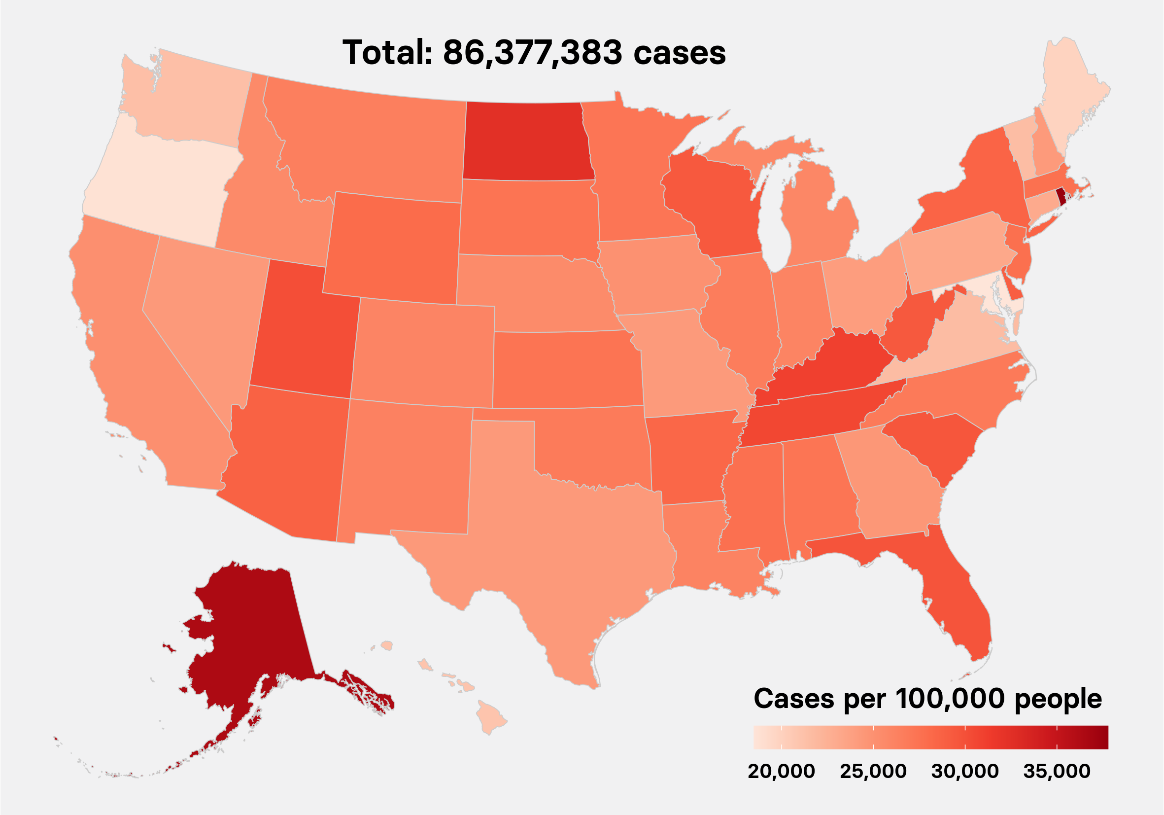 US cases map